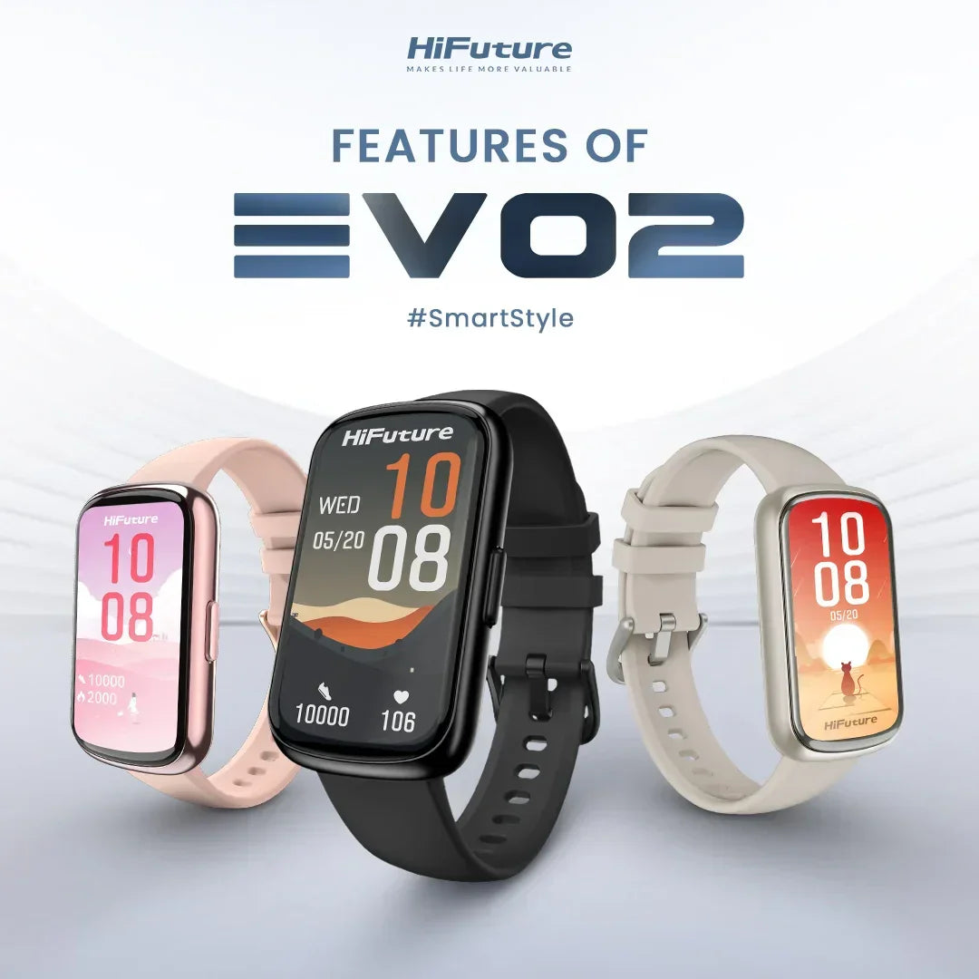 EVO2 Smart Watch - Stylish Waterproof Fitness Tracker with Heart Rate Monitor