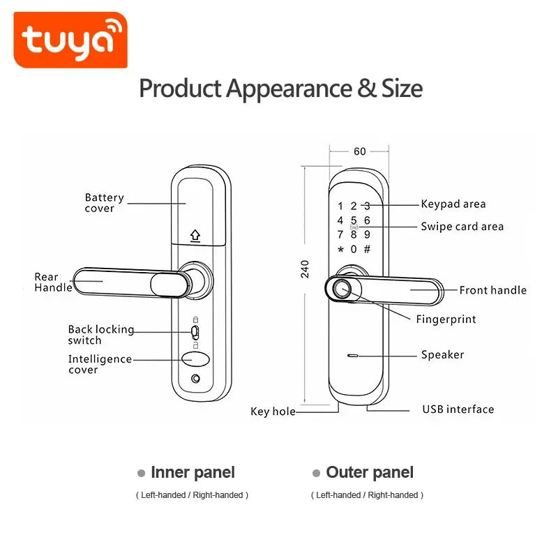 Cerradura inteligente WiFi Tuya PST-HR01 con huella digital