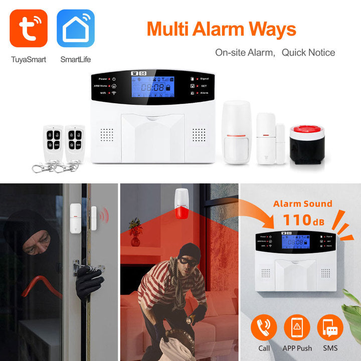 Sistema de Alarma Tuya Smart WiFi 4G GSM PST-30A-4GEU: 99 Zonas Inalámbricas y 7 Cableadas con Control App y Batería de Respaldo