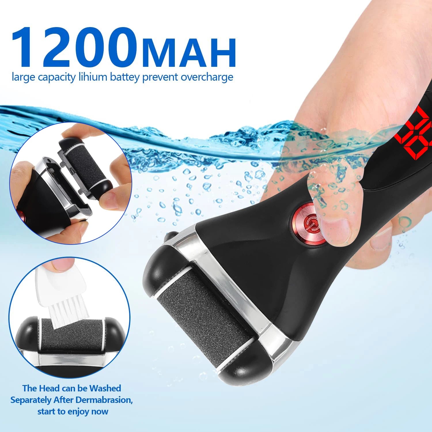 HATTEKER HT-563 Eliminador Eléctrico de Callos para Pie, Recargable, Impermeable