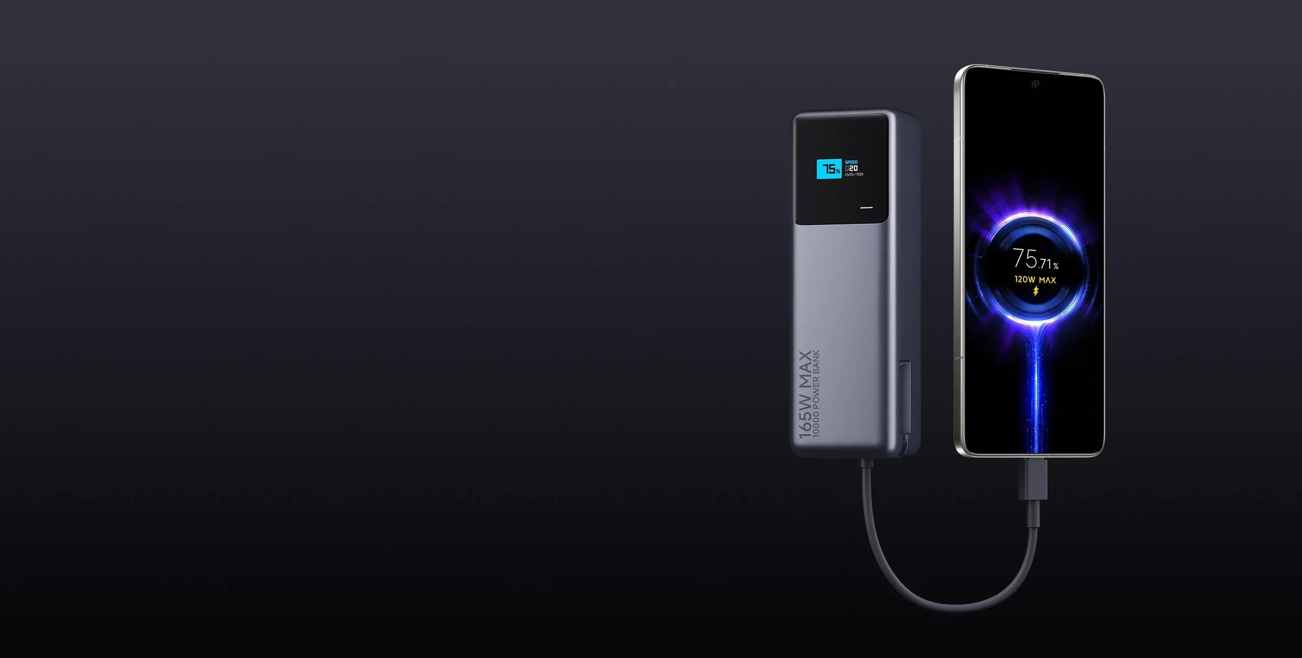 Xiaomi Power Bank 10000mAh 165W Carga Ultrarrápida con Cable Integrado USB-C