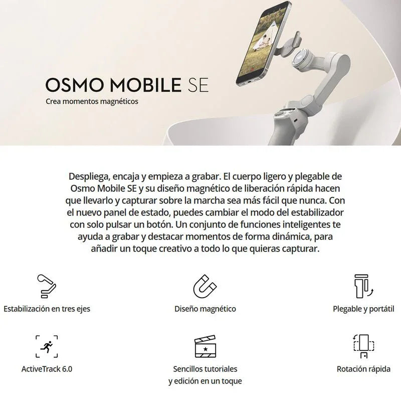 Estabilizador de Móvil DJI Osmo SE Plegable Magnético 3 Ejes Edición Rápida