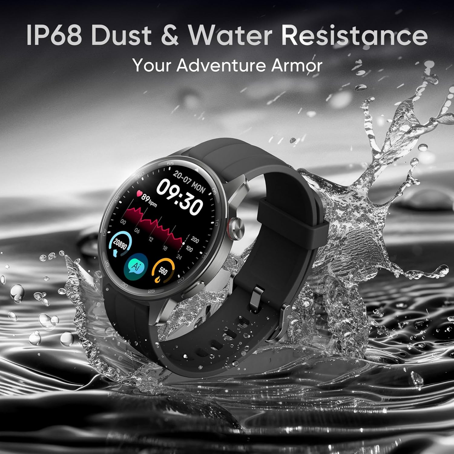 realme Watch S2, 1.43" AMOLED Display, IP68 Dust & Water Resistance, Customisable Watch Faces, AI Customised Health Tracking, Super AI Engine & Upto 20 Days Battery Smartwatch - (Black Band/Black)