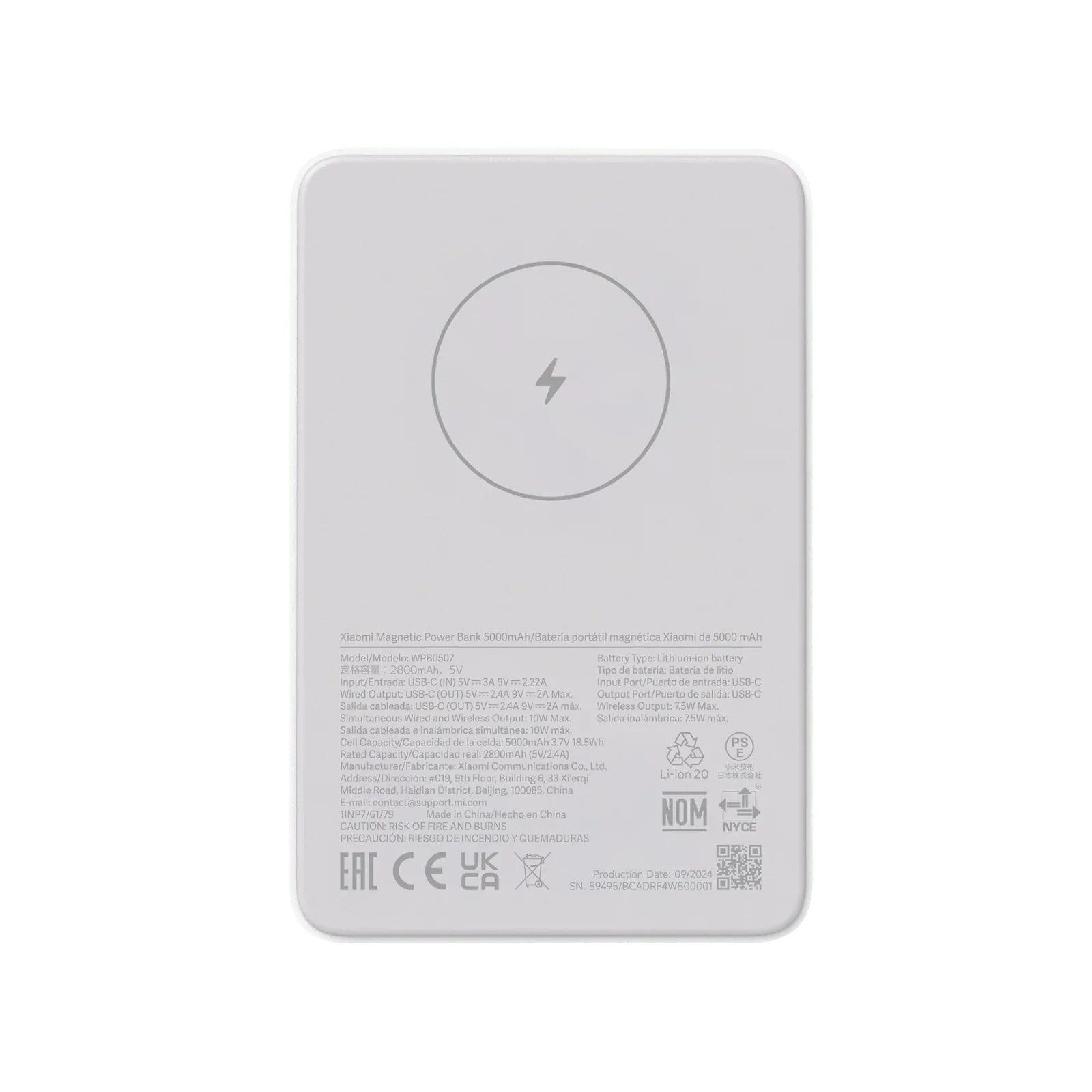 Cargador Magnético Inalámbrico Xiaomi 5000mAh para iPhone, Power Bank Compacto y Rápido