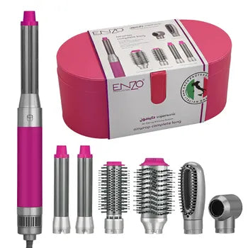 Secador de Pelo ENZO 6 en 1 con Caja de Cuero - Estilizador Eléctrico