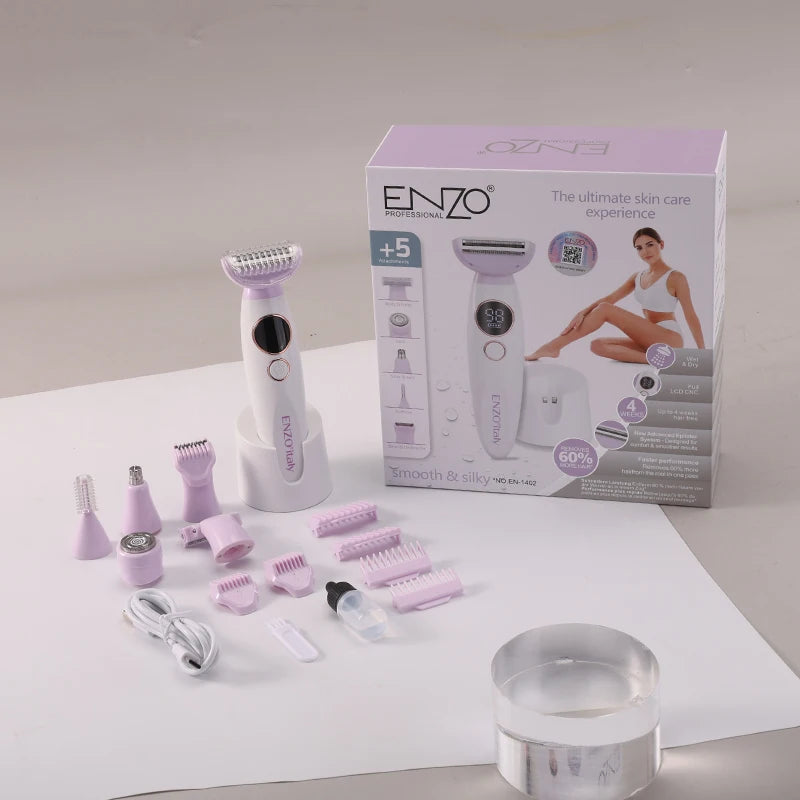 Epilador Eléctrico 6 en 1 ENZO para Cara y Bikini