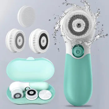 Cepillo de limpieza facial eléctrico con cabezas intercambiables, impermeable, para limpieza profunda de poros