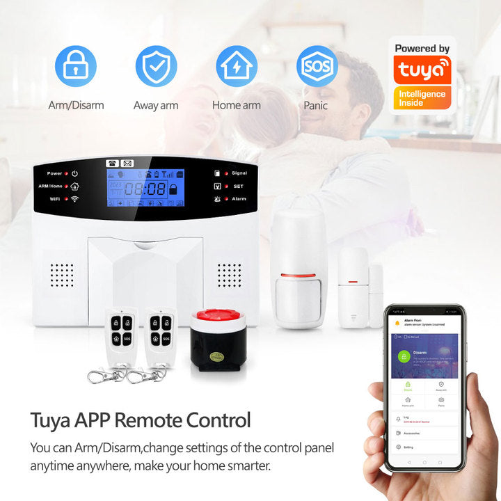 Sistema de Alarma Tuya Smart WiFi 4G GSM PST-30A-4GEU: 99 Zonas Inalámbricas y 7 Cableadas con Control App y Batería de Respaldo