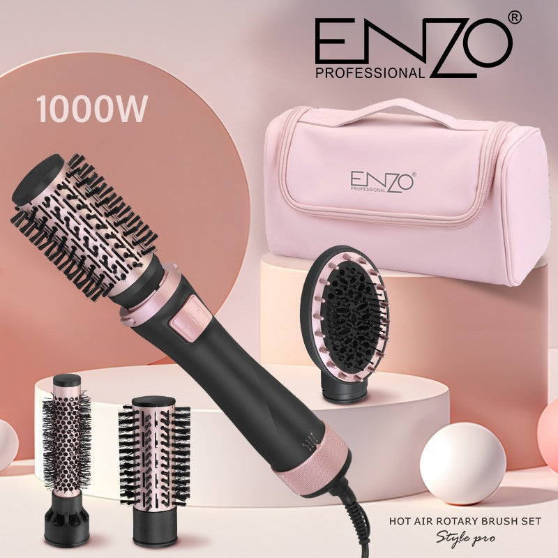 Estilizador de Aire Caliente ENZO Lujo Profesional: 4 Cabezales Intercambiables, Rotación Automática